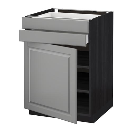 МЕТОД / МАКСИМЕРА Напольный шкаф с дверцей/2 ящиками - под дерево черный, Будбин серый, 60x60 см МЕТОД / МАКСИМЕРА Напольный шкаф с дверцей/2 ящиками - под дерево черный, Будбин серый, 60x60 см