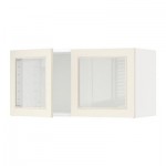 МЕТОД Навесной шкаф с 2 стеклянн дверями - белый, Хитарп белый с оттенком