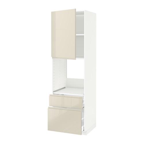 МЕТОД / МАКСИМЕРА Выс шк д/дхвк+двр/2фрнт/1срд/1вс ящ - белый, Воксторп глянцевый светло-бежевый, 60x60x200 см