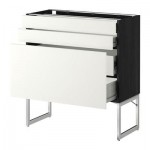 МЕТОД / ФОРВАРА Напольн шкаф 3фронт пнл/2низ/2ср ящ - 80x37x60 см, Хэггеби белый, под дерево черный МЕТОД / ФОРВАРА Напольн шкаф 3фронт пнл/2низ/2ср ящ - 80x37x60 см, Хэггеби белый, под дерево черный