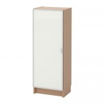 БИЛЛИ / МОРЛИДЕН Шкаф книжный со стеклянной дверью - дубовый шпон, беленый/стекло