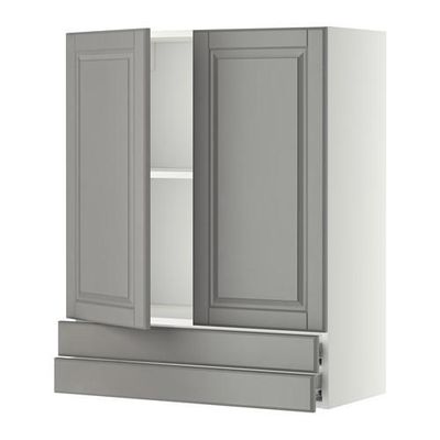 МЕТОД / ФОРВАРА Навесной шкаф/2дверцы/2ящика - 80x100 см, Будбин серый, белый МЕТОД / ФОРВАРА Навесной шкаф/2дверцы/2ящика - 80x100 см, Будбин серый, белый