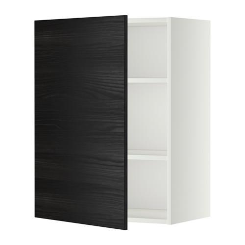 METOD шкаф навесной с полкой белый/Тингсрид черный 60x38.6x80 cm