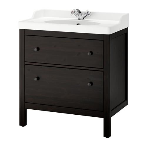 HEMNES/RÄTTVIKEN шкаф для раковины с 2 ящ морилка черно-коричнев