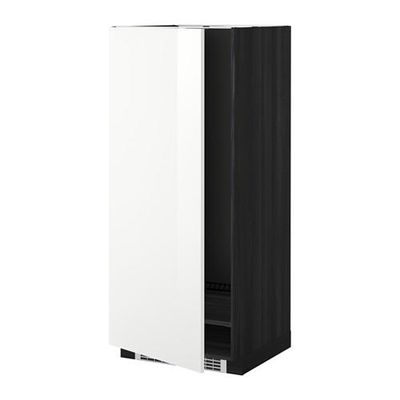 МЕТОД Высок шкаф д холодильн/мороз - 60x60x140 см, Рингульт глянцевый белый, под дерево черный