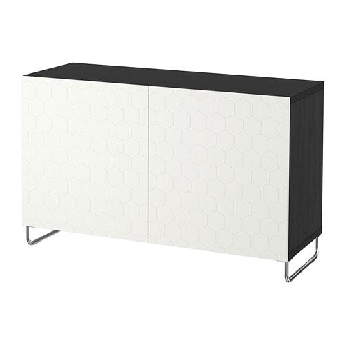 БЕСТО Комбинация для хранения с дверцами - черно-коричневый белый БЕСТО Комбинация для хранения с дверцами - черно-коричневый белый