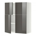 МЕТОД Навесной шкаф с полками/4дверцы - Рингульт глянцевый серый, белый МЕТОД Навесной шкаф с полками/4дверцы - Рингульт глянцевый серый, белый