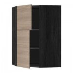 МЕТОД Угловой навесной шкаф+полки/2дверцы - Брокхульт под грецкий орех светло-серый, под дерево черный МЕТОД Угловой навесной шкаф+полки/2дверцы - Брокхульт под грецкий орех светло-серый, под дерево черный