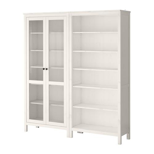 ХЕМНЭС Комбинация д/хранения+стекл дверц - белая морилка