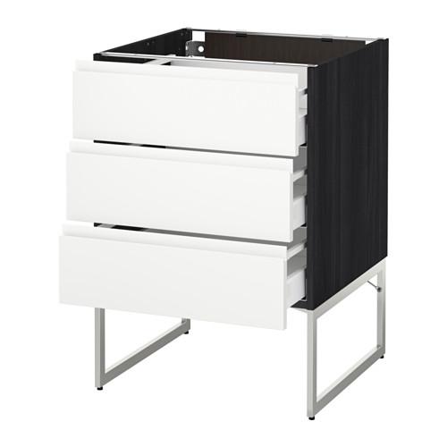 МЕТОД / МАКСИМЕРА Нплн шк 3 фрнт/3 средн ящика - под дерево черный, Воксторп белый, 60x60x60 см