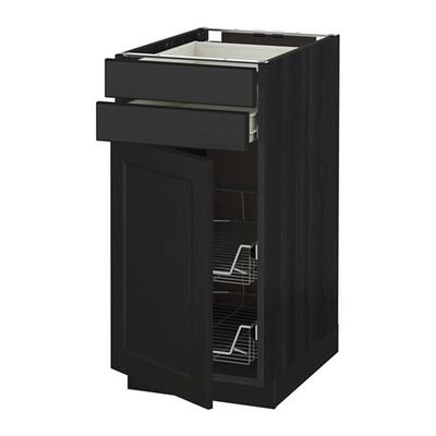 МЕТОД / ФОРВАРА Напольн шкаф/дверца/2ящ/првл крзн - 40x60 см, Лаксарби черно-коричневый, под дерево черный