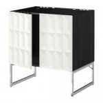 МЕТОД Напольн шкаф д раковины+2 двери - под дерево черный, Гэррестад белый МЕТОД Напольн шкаф д раковины+2 двери - под дерево черный, Гэррестад белый