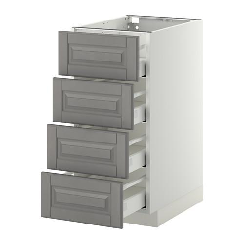МЕТОД / МАКСИМЕРА Напольн шкаф 4 фронт панели/4 ящика - белый, Будбин серый, 40x60 см