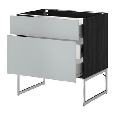 МЕТОД / ФОРВАРА Наполн шк 2 фрнт/3 средн ящ - 80x60x60 см, Веддинге серый, под дерево черный МЕТОД / ФОРВАРА Наполн шк 2 фрнт/3 средн ящ - 80x60x60 см, Веддинге серый, под дерево черный