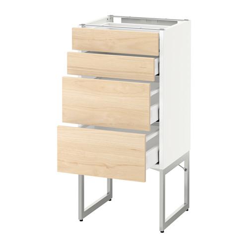 МЕТОД / МАКСИМЕРА Нплн шк 4 фронт/2 низк/2средн ящ - белый, Аскерсунд под светлый ясень, 40x37x60 см