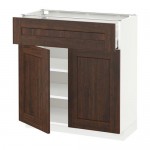 МЕТОД / МАКСИМЕРА Напольный шкаф+ящик/2дверцы - белый, Эдсерум под дерево коричневый, 80x37 см МЕТОД / МАКСИМЕРА Напольный шкаф+ящик/2дверцы - белый, Эдсерум под дерево коричневый, 80x37 см