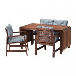 ЭПЛАРО Стол+2кресла+скамья, д/сада - Эпларо коричневая морилка/Иттерон синий