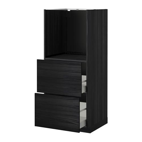 МЕТОД / МАКСИМЕРА Высокий шкаф с 2 ящиками д/духовки - под дерево черный, Тингсрид под дерево черный МЕТОД / МАКСИМЕРА Высокий шкаф с 2 ящиками д/духовки - под дерево черный, Тингсрид под дерево черный