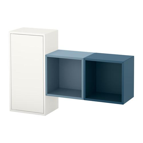 ЭКЕТ Комбинация настенных шкафов - белый/голубой/темно-синий