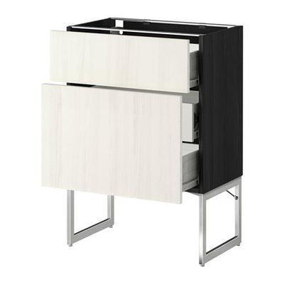 МЕТОД / ФОРВАРА Наполн шк 2 фрнт/3 средн ящ - 60x37x60 см, Росдаль белый ясень, под дерево черный