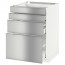 МЕТОД / МАКСИМЕРА Напольн шкаф 4 фронт панели/4 ящика - белый, Гревста нержавеющ сталь, 60x60 см