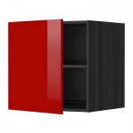 МЕТОД Верх шкаф на холодильн/морозильн - 60x60 см, Рингульт глянцевый красный, под дерево черный