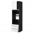МЕТОД / МАКСИМЕРА Выс шкаф д/дхвк/комб дхвк+двр/3ящ - под дерево черный, Рингульт глянцевый белый, 60x60x220 см