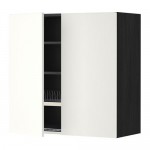 МЕТОД Навесной шкаф с посуд суш/2 дврц - под дерево черный, Хэггеби белый, 80x80 см