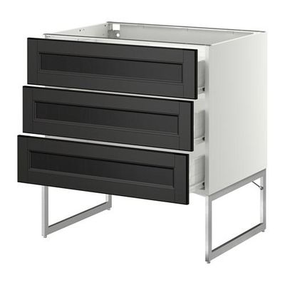 МЕТОД / ФОРВАРА Нплн шк 3 фрнт/3 средн ящика - 80x60x60 см, Лаксарби черно-коричневый, белый МЕТОД / ФОРВАРА Нплн шк 3 фрнт/3 средн ящика - 80x60x60 см, Лаксарби черно-коричневый, белый