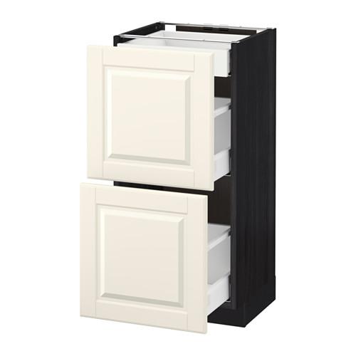 МЕТОД / МАКСИМЕРА Напольный шкаф/2фасада/3ящика - под дерево черный, Будбин белый с оттенком, 40x37 см МЕТОД / МАКСИМЕРА Напольный шкаф/2фасада/3ящика - под дерево черный, Будбин белый с оттенком, 40x37 см