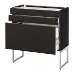 МЕТОД / МАКСИМЕРА Напольн шкаф 3фронт пнл/2низ/2ср ящ - под дерево черный, Кунгсбакка антрацит, 80x37x60 см МЕТОД / МАКСИМЕРА Напольн шкаф 3фронт пнл/2низ/2ср ящ - под дерево черный, Кунгсбакка антрацит, 80x37x60 см