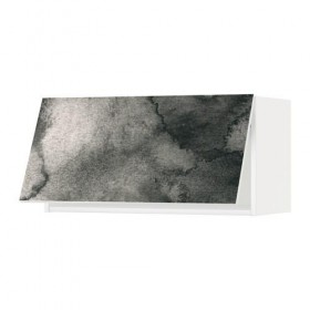 МЕТОД Горизонтальный навесной шкаф - белый, Кальвиа с печатным рисунком, 80x40 см