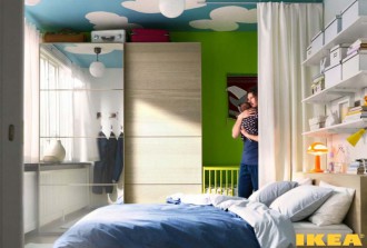 Интерьер спальни совмещенной с детской