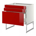 МЕТОД / МАКСИМЕРА Напольн шкаф 3фронт пнл/2низ/2ср ящ - 80x60x60 см, Рингульт глянцевый красный, белый МЕТОД / МАКСИМЕРА Напольн шкаф 3фронт пнл/2низ/2ср ящ - 80x60x60 см, Рингульт глянцевый красный, белый