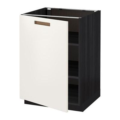 МЕТОД Напольный шкаф с полками - 60x60 см, Мэрста белый, под дерево черный МЕТОД Напольный шкаф с полками - 60x60 см, Мэрста белый, под дерево черный