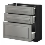 МЕТОД / ФОРВАРА Напольный шкаф с 3 ящиками - 80x37 см, Будбин серый, под дерево черный МЕТОД / ФОРВАРА Напольный шкаф с 3 ящиками - 80x37 см, Будбин серый, под дерево черный