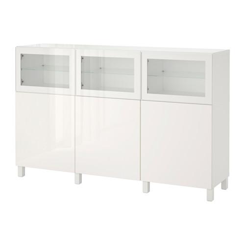 Besto Combination For Storage With Doors White Selswiken Glassvik Glossy White Clear Glass 592 083 57 Reviews Price Where To Buy