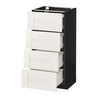 МЕТОД / ФОРВАРА Напольн шкаф 4 фронт панели/4 ящика - 40x37 см, Сэведаль белый, под дерево черный МЕТОД / ФОРВАРА Напольн шкаф 4 фронт панели/4 ящика - 40x37 см, Сэведаль белый, под дерево черный