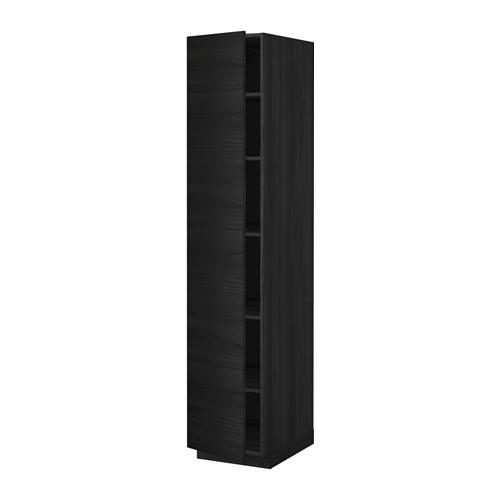 МЕТОД Высок шкаф с полками - под дерево черный, Тингсрид под дерево черный, 40x60x200 см