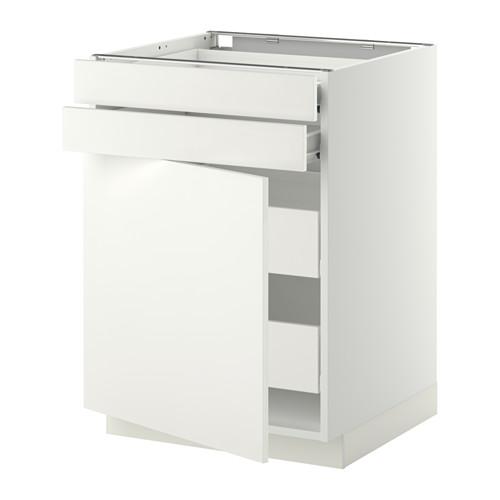 МЕТОД / ФОРВАРА Нплн шк двр/2фрнт/2нзк/2срд ящ - белый, Хэггеби белый, 60x60 см