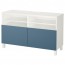 БЕСТО Тумба под ТВ, с дверцами - белый/Вальвикен темно-синий