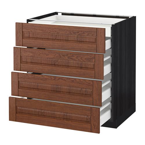 МЕТОД / МАКСИМЕРА Нплн шк 4фрнт/2нзк/3срд ящ - под дерево черный, Филипстад коричневый, 80x60 см