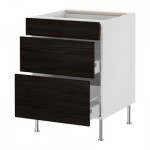 ФАКТУМ Напольный шкаф с 3 ящиками - Гношё черный, 60 см ФАКТУМ Напольный шкаф с 3 ящиками - Гношё черный, 60 см