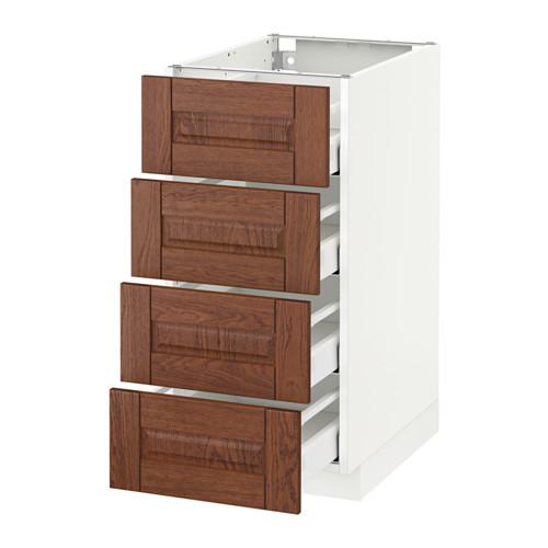 МЕТОД / МАКСИМЕРА Напольн шкаф 4 фронт панели/4 ящика - белый, Филипстад коричневый, 40x60 см