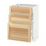 МЕТОД / МАКСИМЕРА Напольный шкаф с 3 ящиками - белый, Торхэмн естественный ясень, 60x37 см МЕТОД / МАКСИМЕРА Напольный шкаф с 3 ящиками - белый, Торхэмн естественный ясень, 60x37 см