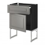 МЕТОД / ФОРВАРА Напольный шкаф с ящиком/дверью - 60x37x60 см, Будбин серый, под дерево черный МЕТОД / ФОРВАРА Напольный шкаф с ящиком/дверью - 60x37x60 см, Будбин серый, под дерево черный