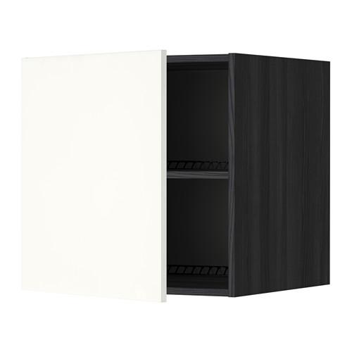 МЕТОД Верх шкаф на холодильн/морозильн - под дерево черный, Хэггеби белый, 60x60 см
