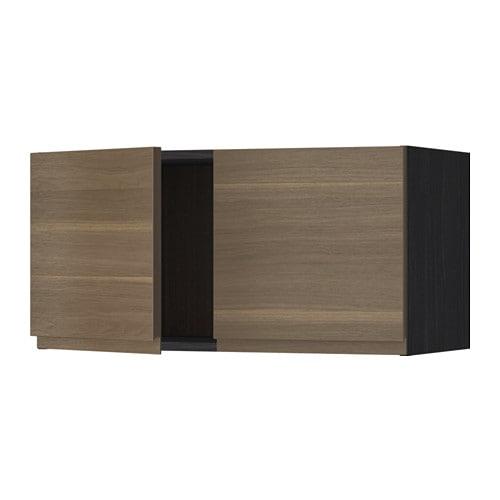 МЕТОД Навесной шкаф с 2 дверями - под дерево черный, Воксторп под грецкий орех МЕТОД Навесной шкаф с 2 дверями - под дерево черный, Воксторп под грецкий орех
