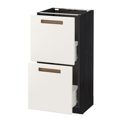 МЕТОД / ФОРВАРА Напольный шкаф с 2 ящиками - 40x37 см, Мэрста белый, под дерево черный МЕТОД / ФОРВАРА Напольный шкаф с 2 ящиками - 40x37 см, Мэрста белый, под дерево черный
