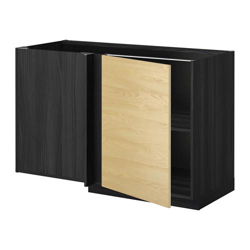 МЕТОД Угловой напольный шкаф с полкой - Тингсрид под березу, под дерево черный